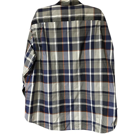 Chaps Blue/White/Rust Plaid Button Down Shirt | 2XL - Picture 2 of 3